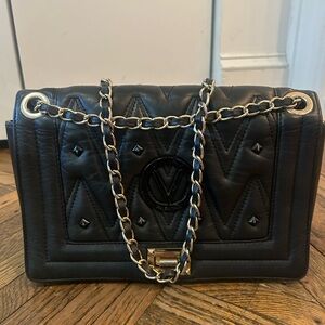 Black Mario Valentino Quilted Leather Purse - Italian Made, Black & Gold